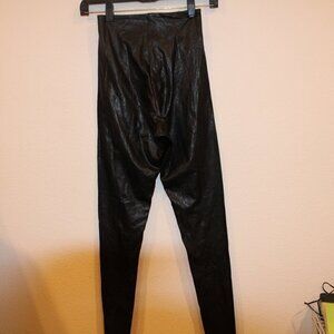 Commando black vegan faux leather high waisted leggings size small